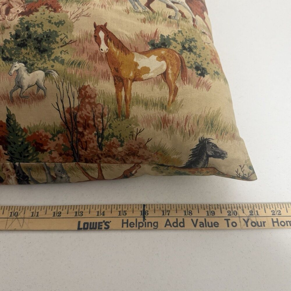 Vintage Horse Pasture Pond Fabric Handmade Pillow 21”x15” Cabin Equestrian - Picture 7 of 8